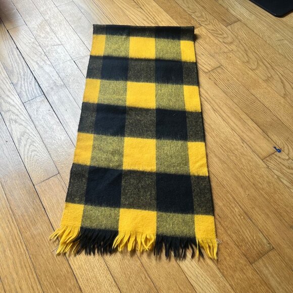 Yellow Black Buffalo Check 100% Pure Lambswool Scarf - Picture 2 of 6